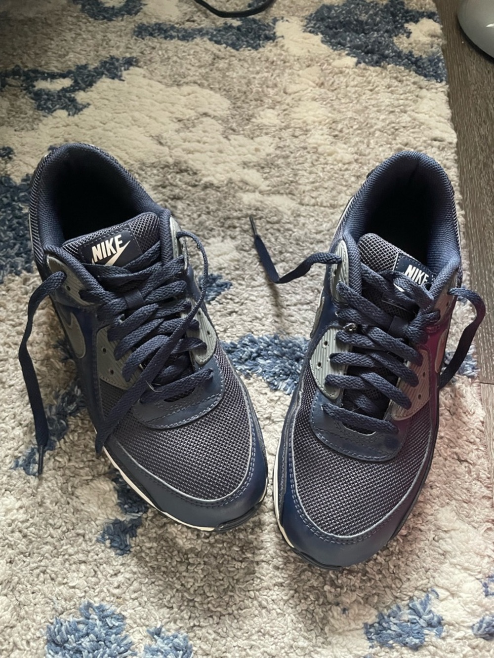 Nike Navy Mesh & Leather Men's Athletic Sneakers